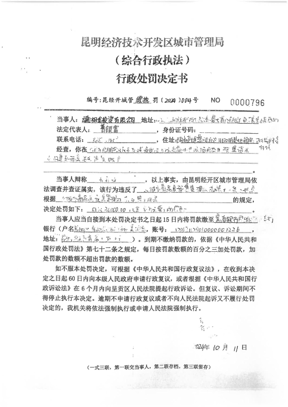 昆经开城管综执罚〔2024〕004号——云南湘金投资有限公司_00
